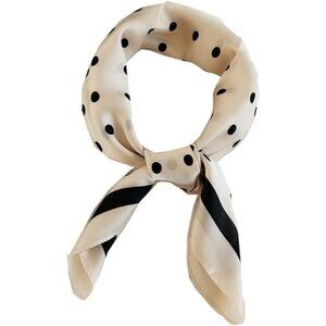 Silk Satin Point Beige Head Scarf Medium Square Hair Scarf for Women 28 Inches